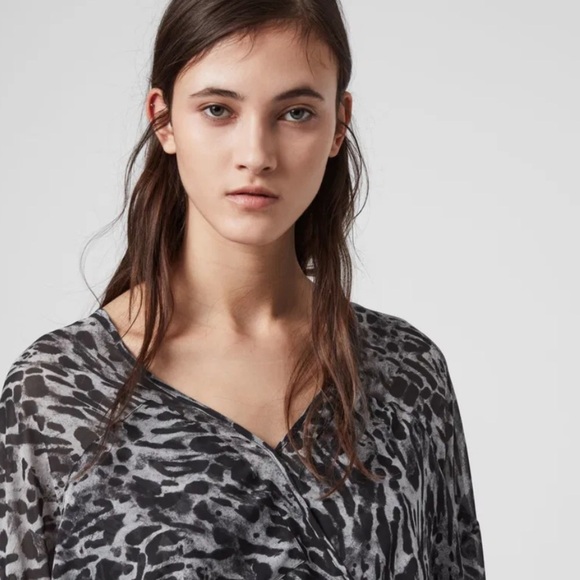 All Saints “Penny Ambient” Animal Print Chiffon Blouse Medium New Without Tags! - Picture 4 of 15